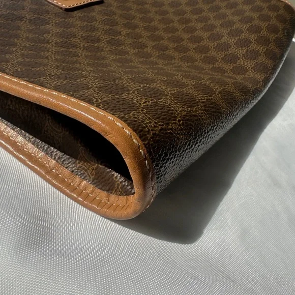 CÉLINE Vintage Macadam Monogram Brown Medium Canvas Pouch Clutch Bag w/COA - Picture 10 of 15